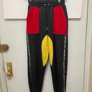 I.AM.GIA Jogger Pants Womens Small Black Red Colorblock Blaster Color Sweatpants